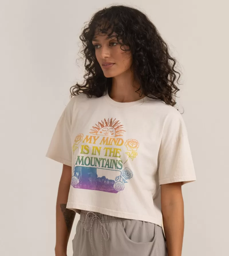 Women Roark T-shirts-Mountain Cropped Boxy Premium Tee